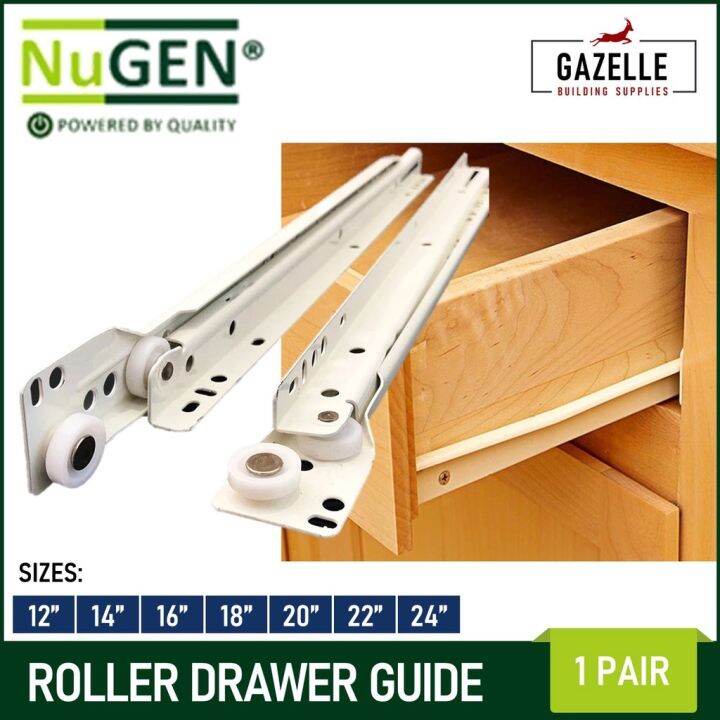 Drawer Guide Drawer Slide Roller Type Heavy Duty 1 Pair 12 / 14 / 16