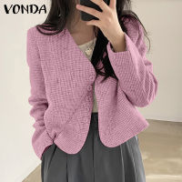 (จัดส่งฟรี)Fancystyle VONDA เสื้อสูทคอวีคอวีสำหรับผู้หญิงชุดแขนยาวเที่ยวกระดุมแถวเดียวสำหรับลำลองธุรกิจ