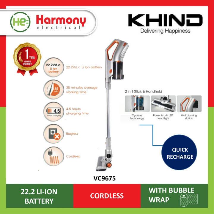 KHIND VC9675 Cordless Vacuum Cleaner Penyedut Habuk 吸尘器 Lazada