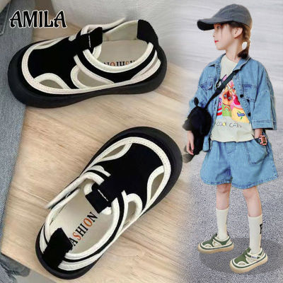 AMILA รองเท้าผ้าใบลำลองสำหรับเด็กอนุบาลเด็กชายและเด็กหญิงรองเท้าผ้าใบเวลโคร