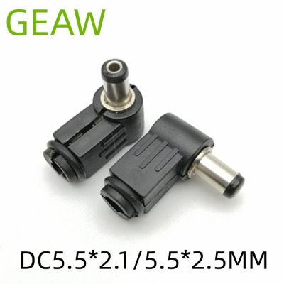 10PCS 90 ° DC Power Plug Jack Adapter  DC5521/25 DC5.5 * 2.1/5.5 * 2.5MM Elbow Adapter Assembly Type Weldable Connector  Wires Leads Adapters