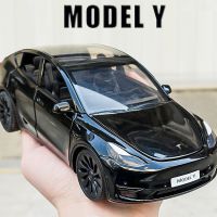 1:24 Energi Baru Tesla โมเดล Y Mini Logam Campuran Mobil Diecast Kendaraan Simulasi Mobil Mainan Dekorasi Anak Hadiah Natal Anak Laki-Laki Mainan