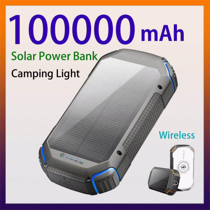 100000mAh Solar Power Bank Wireless Charging PowerBank PD22.5W