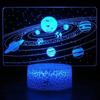 ☇✷▼ Solar System 3D Optical Illusion Side Table Lamp Universe Space Galaxy LED Night Light Room Decor Light Gift for Boys and Girls