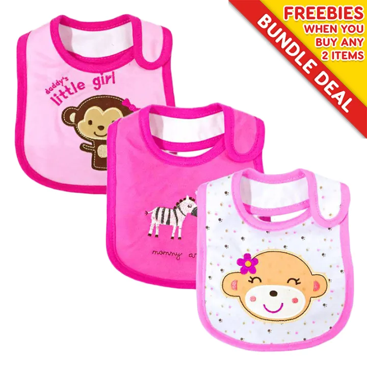 Branded Bib for Baby Girl and Boy Set of 3 (Random Design) Lazada PH
