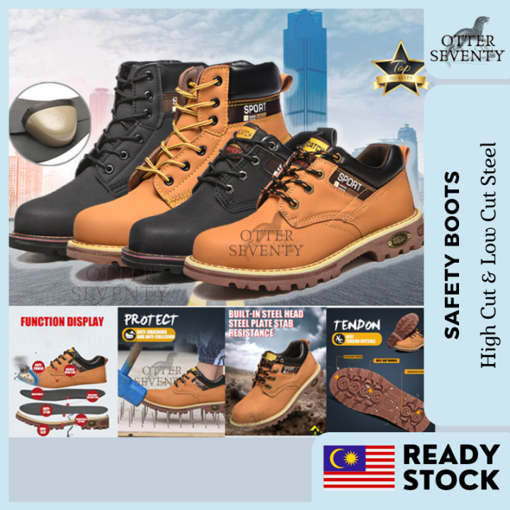 (Ready Stock)Top Grade Quality Safety Shoes Leather Kasut Safety Kulit