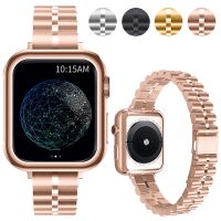 【Hot Sale】 Suitable for apple watch stainless steel three-bead strap 38mm42mm with chain