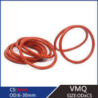 ยางซิลิโคนสีแดง VMQ O-Ring ซีลรอบ O-Ring 100ชิ้นเส้นผ่านศูนย์กลางภายนอก4-30มม. มิลลิเมตรความหนา1มม. ตัวยึดเครื่องซักผ้าวงแหวนสำหรับงานปะยางสำหรับการใช้งานที่หลากหลาย