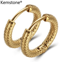 Kemstone สแตนเลสสตีลธรรมดา Silver/Gold Frosted 15มม.ตุ้มหูห้อยแบบเล็กสำหรับสตรี