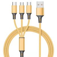 DEZHA 3 In1หนึ่งลากสามสายข้อมูล Micro USB สายไฟประเภท C สายข้อมูลสายข้อมูลสายชาร์จสายที่ชาร์จความเร็วสูงสาย USB 3 In1