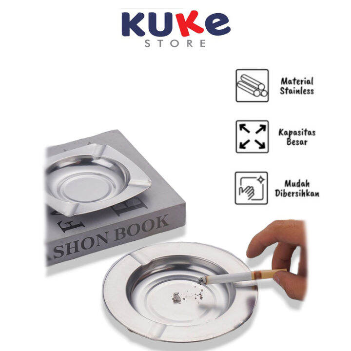 Kuke Asbak Rokok Stainless Steel Asbak Seng Bulat Tempat Asbak Rokok Mangkok Asbak Rokok Murah