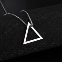 Dreamtimes Inverted Triangle Pendant Necklace Geometric Stainless Steel Chain Streetwear Hip hop Guy Jewelry For Men Necklace Fashion Chain Necklaces