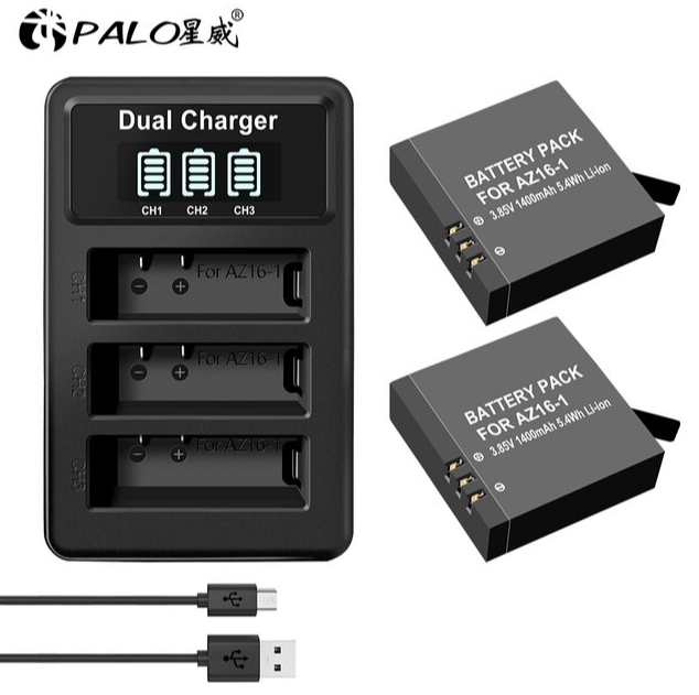 AZ161 Battery+LED charge for Xiaomi Yi 4K, Yi 4K , Yi Lite, YI 360 VR