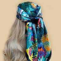 【CC】۞  90x90cm Silk Scarves Fashion Headscarf Large foullard Muslim bandanna muffler