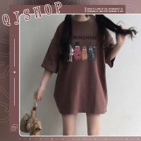 QJshop ✨เสื้อยืดสีพื้นสกรีนลายการ์ตูนกับลายอักษรภาษาอังกฤษ เนื้อผ้านิ่มสวมใส่สบาย ดูสุภาพเรียบๆ ใส่ได้ทุกโอกาส ??️