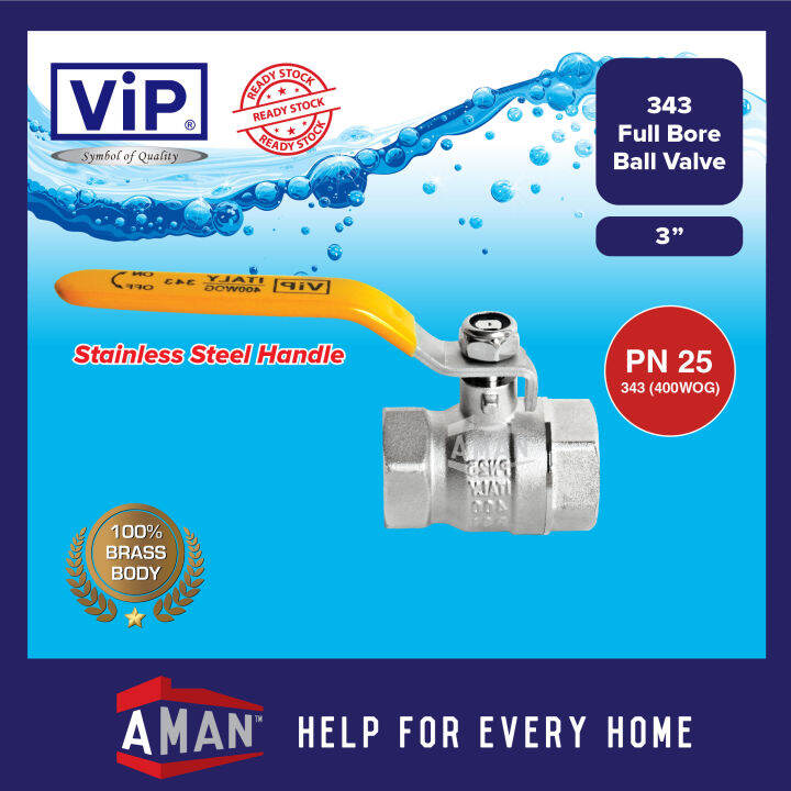 ViP 3 inch PN25 Full Bore Ball Valve FF Brass Body Water Pipe Fitting