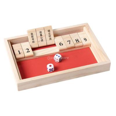 Magideal ไม้ดีลักซ์4ด้าน10หมายเลขปิดกล่องลูกเต๋ากระดานสำหรับเด็กผู้ใหญ่เกมกระดานโต๊ะไม้