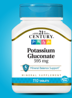 21st Century, Potassium Gluconate, size 595 mg, contains 110 tablets.