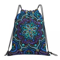 【jw】◘۞ Sacos de cordão portáteis com pacote cordão Mandala Boho Fashion Mochilas Bag sacos livros para homem e mulher estudantes