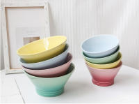 ฝรั่งเศส LE CREUSET สีเย็นหิน19cm15CM12CML ใหม่สไตล์ญี่ปุ่นญี่ปุ่นหมวกชามรูปตัววีข้าวก๋วยเตี๋ยวซุปชามสลัดชามซุปครัวเรือนพอร์ซเลนชามข้าว