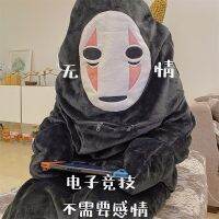 Halloween Cosplay Costume Anime Spirited Away Kigurumi Pajamas No Face Man Plush Winter Flannel Adult Cartoon Women Clothing