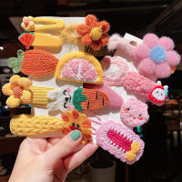 1 Set Plush Color Knitted Hairpin Bunny Flower Hair Clip Cute Korea Winter Hairpin Hair Accessories Wholesale Dropshipping