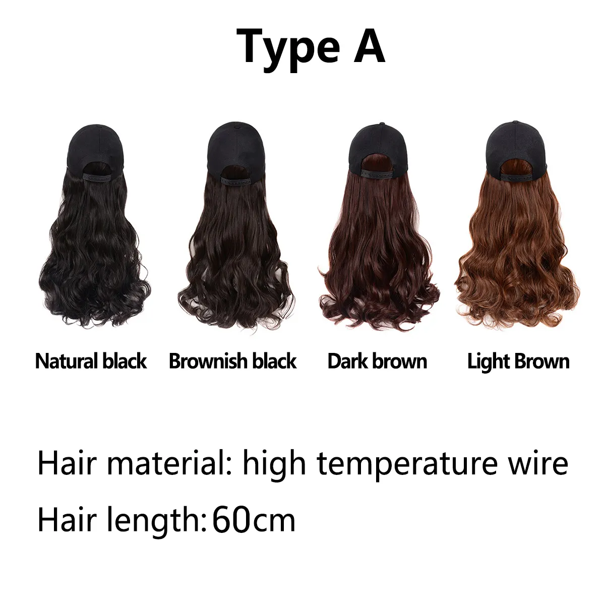 60cm Women Long Curly Straight Hair Wig Cap Natural Wig Hair With Black  Baseball Cap Comfortable Sample Wig Hair Extension Pads | Lazada PH