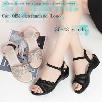 Empty empty summer new side wedge shoes after adult diamond pure color leisure low for fashion sandals