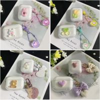 【hot sale】 ┅ C02 Cute for Lenovo LP40 / LP40 PRO / LP80 LP2 LP12 Cartoon bear / flower Silicone Earphone Transparent cover with Keychain