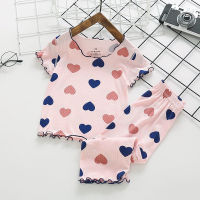 2022 Summer Childrens Pajamas Sets Love Pijamas for Girls Air-conditioning Clothes Toddler Sleepwear Kids Home Clothing Sets