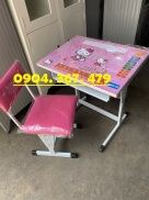 BỘ BÀN HỌC SINH CHÂN SẮT - MẪU MÀU HỒNG CHO BÉ GÁI