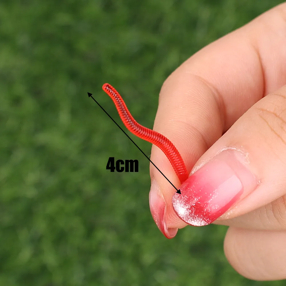 50 Pcs 4cm Simulation Earthworm Fishing Soft Plastic Lures Bait Bionic Soft  Worm Earthworm Lifelike Fishy Smell Lures (Red) : : Sports,  Fitness & Outdoors