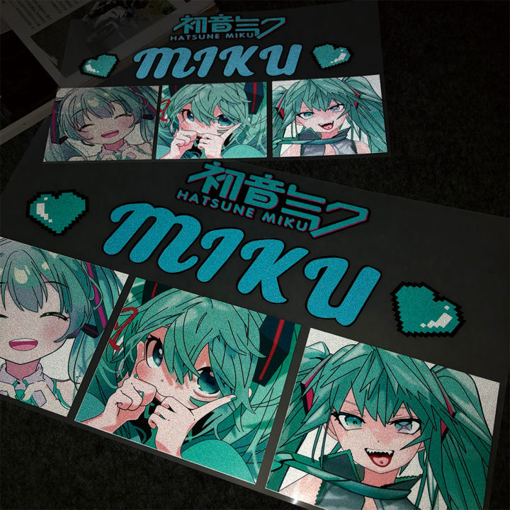 jdm-สติกเกอร์ติดมอเตอร์ไซค์สาวน่ารักฟิกเกอร์การ์ตูนอนิเมะญี่ปุ่น-hatsune-miku-รถสกูตเตอร์ไฟฟ้าสะท้อนแสงจักรยานยนต์อุปกรณ์ตกแต่งตัวเครื่อง