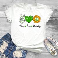 Peace Love Herbalife T-shirt Women Cute Sunflower Graphic Tee Ladies Fitted T Shirt Women Vintage Aesthetic Tops MK4M