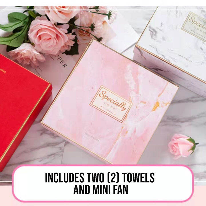 BGM Threepiece Gift Box Towel and Mini Fan 3in1 Gift Set Lazada PH
