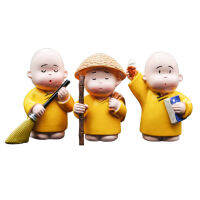 Sanwood®3ชิ้น/เซ็ตน่ารักซีดจางเรซินพระพุทธรูป Monk Figurine ตุ๊กตาพระขนาดเล็กอนุสาวรีย์ย่อส่วนเครื่องประดับภายในรถตกแต่งโต๊ะ