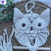 เครื่องประดับที่แขวนประตูตกแต่งผนังจี้รูปนกฮูก Macrame ที่ทำด้วยมือสำหรับตกแต่งห้องนอนสไตล์โบโฮ