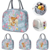 ☎ Thermal Lunch Dinner Bags Canvas Bear Letter Handbag Picnic Travel Breakfast Box School Child Convenient Lunch Bag Tote Food Bag