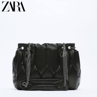 Zara ใหม่ กระเป๋าสะพายไหล่ เมสเซนเจอร์ สายโซ่ สีดํา สําหรับผู้หญิง 16177710040