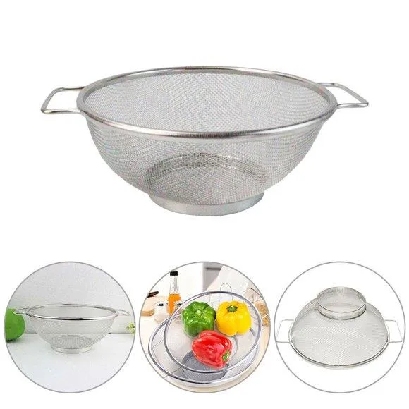 18CM NOODLE LADDLE STAINLESS STEEL FINE WIRE MESH FOOD CLANDER FILTER ...