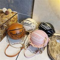 Personality women pu leather basketball bag 2023 new ball purses for teenagers circular shoulder bags female crossbody chain bag