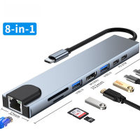 jianzhifen ใหม่ USB ประเภท C แท่นวางมือถือ USB C Hub 3.0 8 In 1 HDMI SD/บัตร TF Reader สำหรับ Macbook Air แล็ปท็อปไอแพดคอมพิวเตอร์อุปกรณ์ต่อพ่วง USB