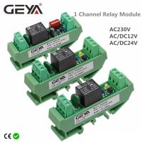 GEYA รีเลย์โมดูล1ช่อง Ac/dc 5V 24V 12V 48V 110V ราง Din 230VAC ติดตั้งโมดูลเครื่องจับเวลาควบคุมรีเลย์ GSM