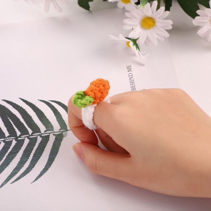 chui746-บุคลิกภาพ-ไม่ปกติ-หูกระต่าย-โครเชต์-ดอกไม้-สัตว์-แหวนสไตล์เกาหลี-แหวนนิ้วผู้หญิง-แหวนสานขนสัตว์-แหวนถัก