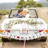 【CC】 3m JUST MARRIED Paper Garland Hanging Flag Car Sign for Wedding Bridal Shower Photo Booth Prop Decoration