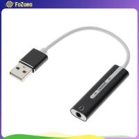 FoZueo USB ถึง3.5มม. หูฟังพร้อมไมค์ชุดหูฟังสเตอริโออะแดปเตอร์เสียงสีดำการ์ดเสียง