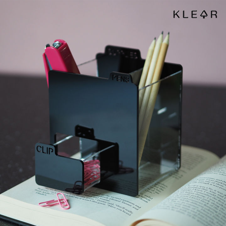 klearobject-my-document-pencil-box-กล่องอะคริลิคใส่ปากกา-ใส่ดินสอ-ที่ใส่เครื่องเขียนตั้งโต๊ะ-ใส่คลิปหนีบกระดาษ-อะคริลิค-k187-พร้อมส่ง
