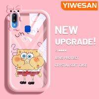 YIWESAN เคสสำหรับ VIVO Y91 Y91i เคส Y95การ์ตูนน่ารัก SpongeBob แฟชั่นสีสันสดใสเคสโทรศัพท์กันกระแทกแบบใสนิ่มผูกโบว์ป้องกันเลนส์กล้องสัตว์ประหลาดน้อยสุดสร้างสรรค์เคสซิลิโคนใส