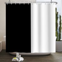 Black And White Splicing Shower Curtains Simple Stripes Geometric Waterproof Bath Curtains Bathroom Decor with Hooks 180x200