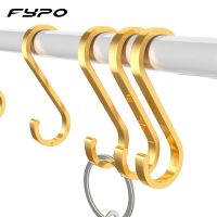 Fypo Space Aluminum S Hook Multifunctional Metal Hanging Hook Kitchen Bathroom Railing Hanger Hook For Clothes Handbag Hook